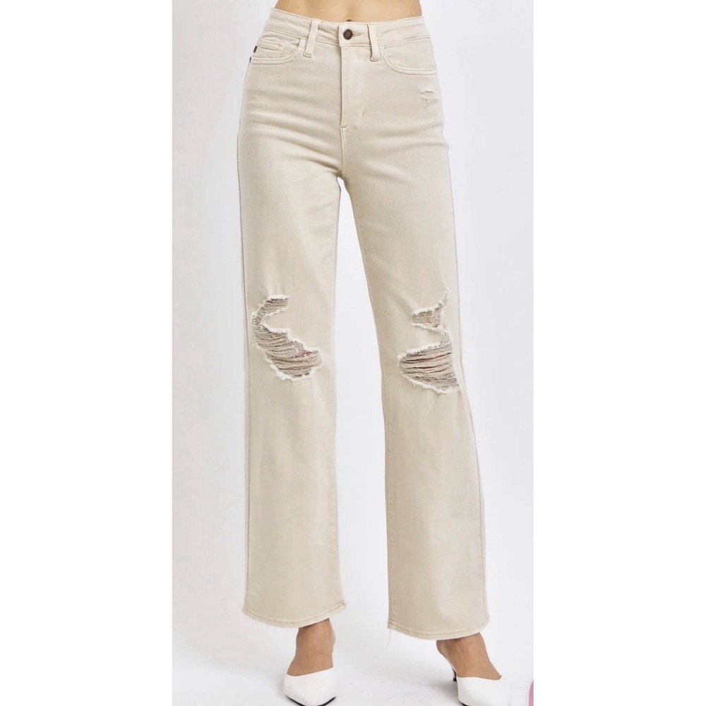 Judy Blue Tan Bone Garment Dyed High Waist Jeans JB88823 Plus size